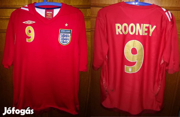 Anglia - Wayne Rooney eredeti piros Umbro 2006-2008 mez