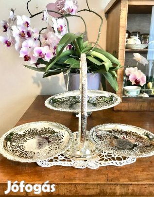 Angol ezüstözött összecsukható kínáló