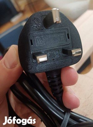 Angol laptop tápkábel, 230V-os hálózati kábel lóherés catlakozóval