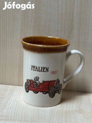 Angol porcelán régi autós bögre