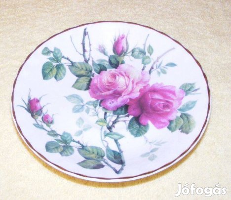 Angol porcelán rózsás tányér Roy kirkham