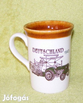 Angol porcelán traktoros, autós bögre