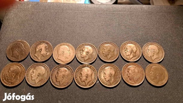 Angol réz penny gyűjtemény V. György király és Viktória