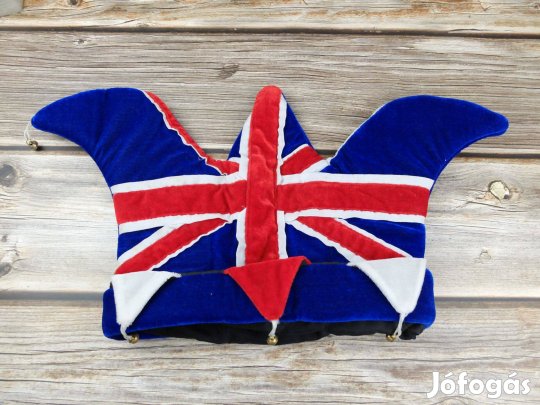 Angol zászló mintás csörgősipka udvari bolond sapka eredeti angol term