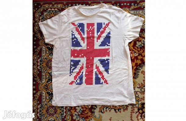 Angol zászló pixel minta, fehér póló , GB