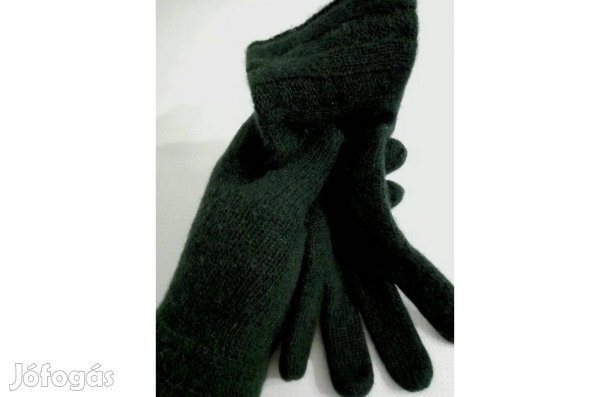 Angóra kötött kesztyű sötétzöld eladó!