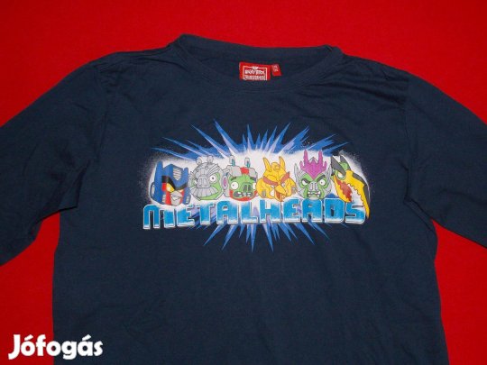 Angry Birds hosszú ujjú sötétkék póló 170-176-os, 14-15 évesre