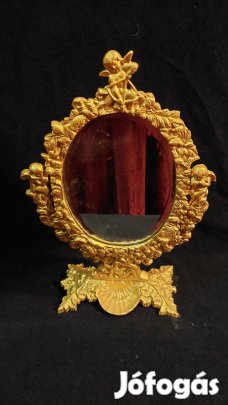 Angyalkás, réz, asztali billenő tükör