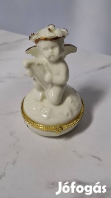Angyalos ékszertartó porcelán