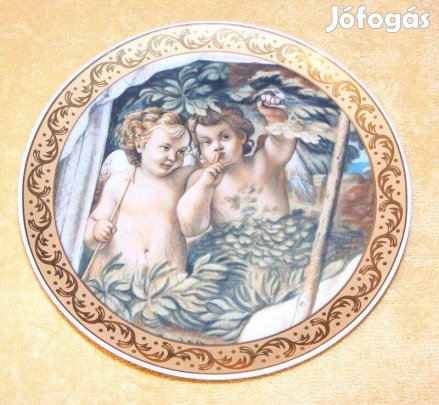 Angyalos porcelán falitányér
