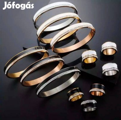 Anna Arany-Fekete kerámia-nemesacél merev karkötő