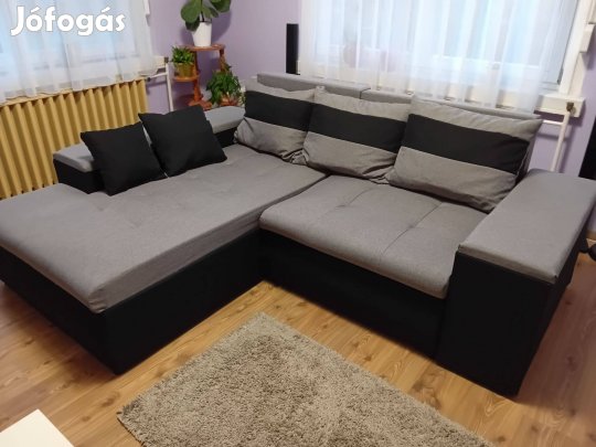 Anna sarokkanapé világosszürke-fekete (Cikkszám: WS00321)