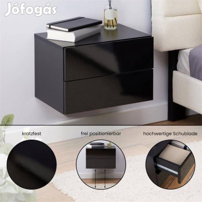 Anni 2 fiókos fali éjjeliszekrény (fényes fekete) 94919