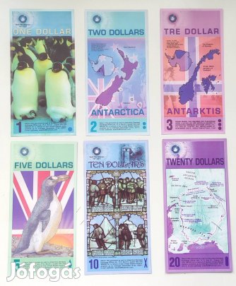Antarktisz 1-2-3-5-10-20 dollár, UNC bankjegy!