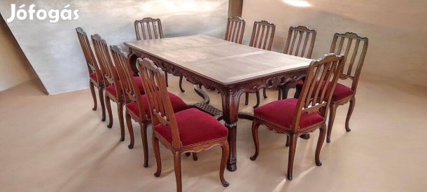 Antik 10 székes étkező garnitúra