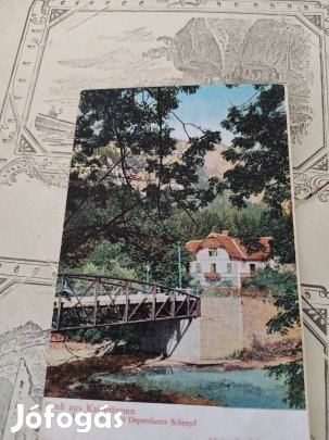 Antik 120 éves híd levelezőlap litográfia 