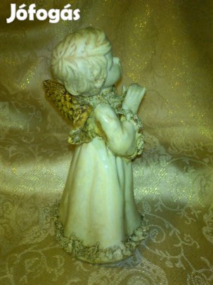 Antik 1800-as évekből barokk gyönyörű jelzett porcelán angyal figura!