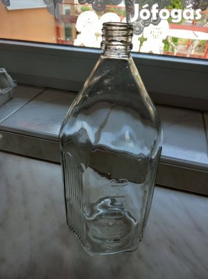 Antik 1 l-es fehér gyógyszeres üveg Külsőleg felirattal