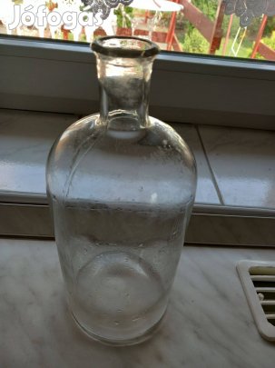 Antik 1 l-es talán gyógyszeres fehér üveg