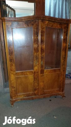Antik 3 polcos vitrin szekrény