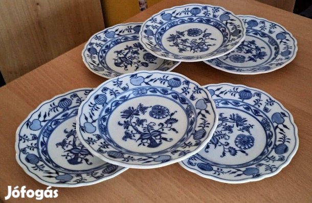 Antik 6 db Meisseni porcelán süteményes tányér