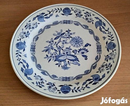 Antik Boch Belgium hagymamintás nagy kínáló tál, asztalközép