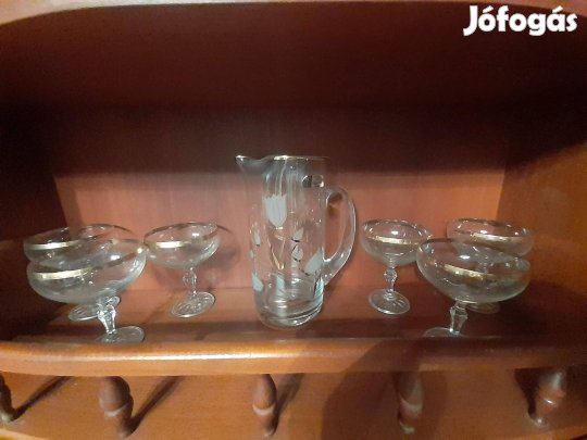 Antik Bohemia kristály üveg bólés készlet kancsóval