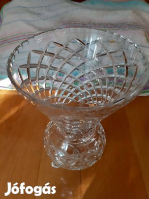 Antik Bohemia ólomkristály nagy üvegváza 30cm