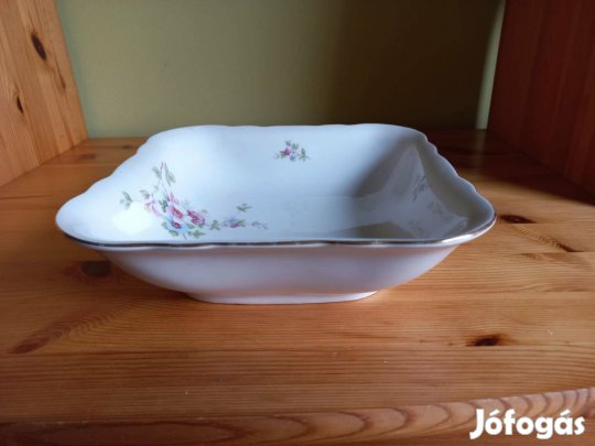 Antik Carl Knoll (Karlovy Vary) áttört porcelán tál négyszögletű