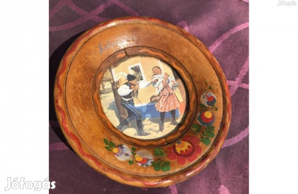 Antik Falitányér Fából 3500 FT:Lenti