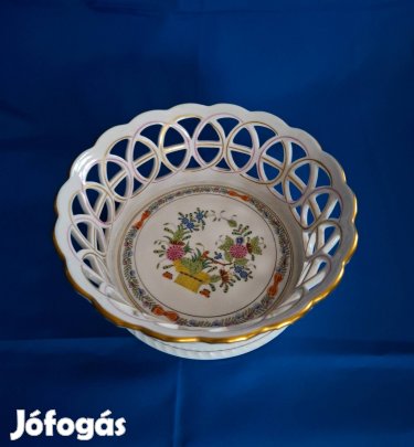 Antik Herendi színes indiai kosár dísztál!