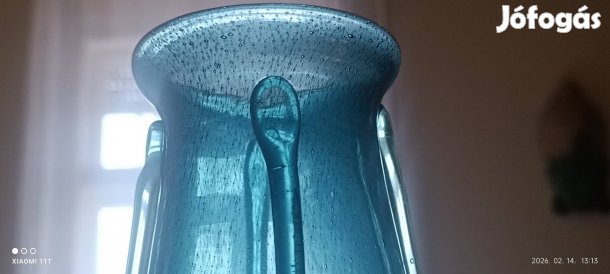 Antik Klinger, vagy Caliduli típusú buborék, türkiz váza. 