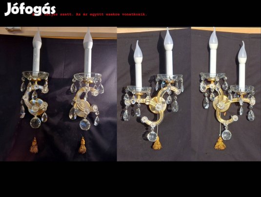 Antik Mária Terézia stíl kristály falikar szett