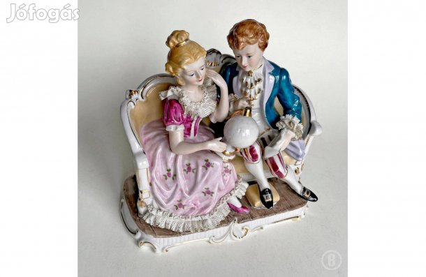 Antik Meisseni jellegű porcelán életkép - (Csak személyesen!)