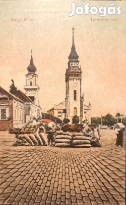 Antik Nagykőrös képeslap Templom tér