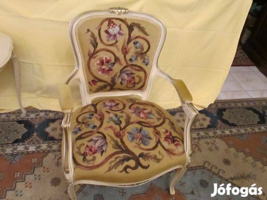 Antik Neobarokk Karfás Fotel Gobelin Kárpitos XV Lajos Stílusú