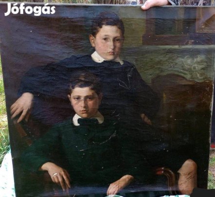 Antik Olajfestmény Portré 90x90 1920-ban készült