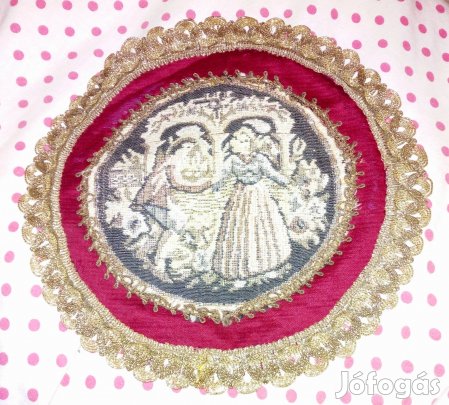 Antik Régi Magyar Egyedi Gobelin Bársonyterítő 