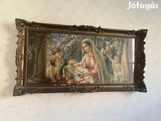 Antik Szent Kép Mária Kis Jézussal Angyalok közt Eladó