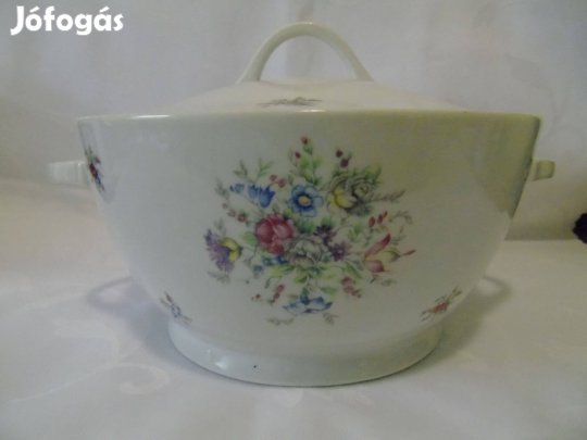 Antik Zsolnay mindennapos használatú leveses tál köretes tál tetővel