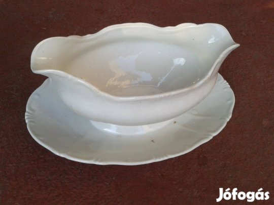 Antik Zsolnay porcelán szószostál pajzspecsétes