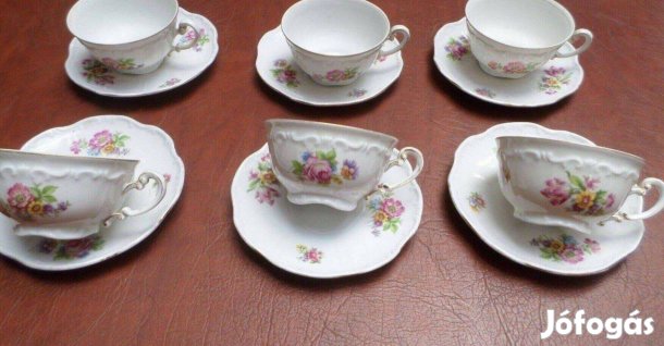 Antik Zsolnay porcelán teás kávés csésze készlet