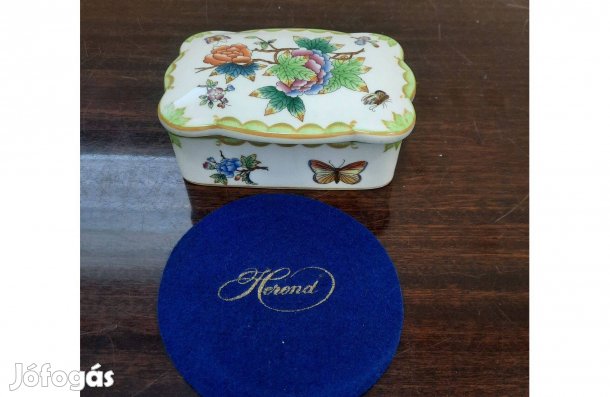 Antik, 1945-ös Herendi Viktória mintás porcelán bonbonier eladó!