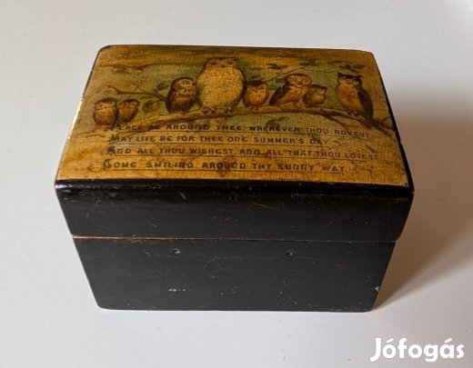 Antik! Mauchline Ware - Clark & Co. - fonaldoboz - Viktoriánus kori!