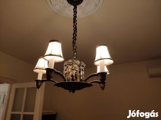 Antik , 5 karos figurális bronzcsillár