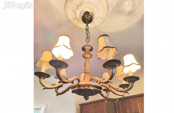 Antik, bronz csillár 8 ágú