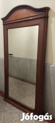 Antik, hatalmas fali tükör fa keretben, elképesztően torzításmentes, t