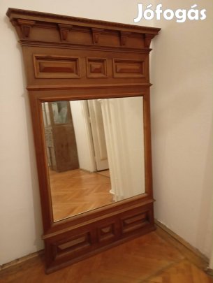 Antik, historizáló fa keretes nagyméretű tükör