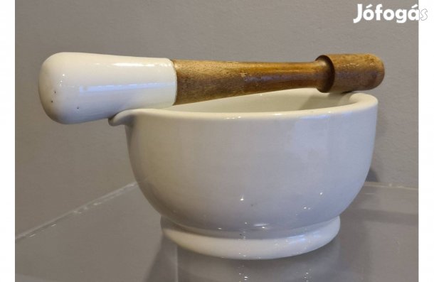 Antik, jelzett Belga porcelán (Guxard & Hagemeyer Bruxelles) mozsár