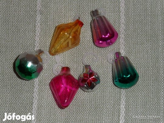 Antik, régi kisméretű üveg karácsonyfadísz ( 6 db. ) eladó